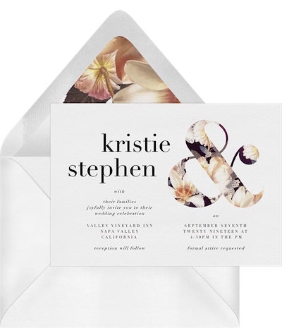 Wedding Invitation Wording: Botanical Ampersand Invitation