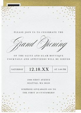 'Elegant Confetti' Grand opening Invitation