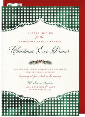 'Traditional Gingham' Christmas Party Invitation