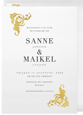 'Ornate Gold Corners' Wedding Invitation