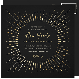 'Champagne Starburst' New Year's Party Invitation