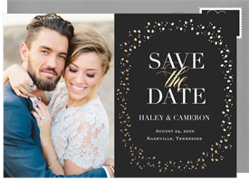 'Modern Gold Confetti' Wedding Save the Date