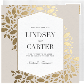 'Modern Geometric Leaves' Wedding Save the Date