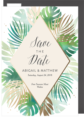 'Lush Tropical Foliage' Wedding Save the Date