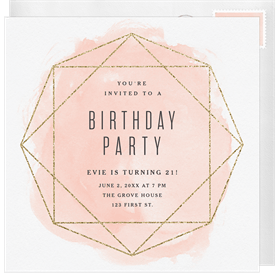 'Gold Glitter Gem' Adult Birthday Invitation