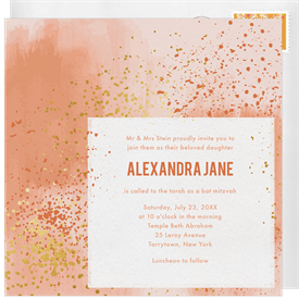 'Modern Splatter' Bat Mitzvah Invitation