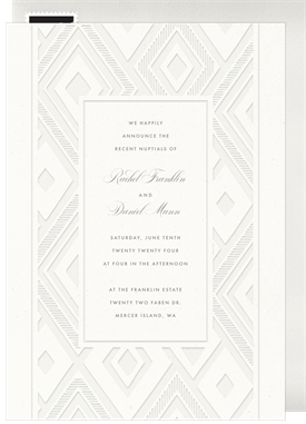 'Embossed Diamond Cut' Wedding Announcement