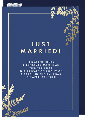 'Gold Foil Foliage' Wedding Announcement