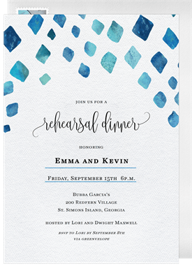 'Falling Diamonds' Rehearsal Dinner Invitation