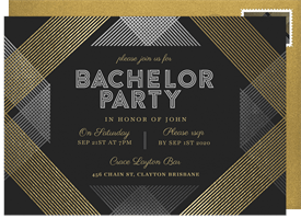 'Metallic Criss Cross' Bachelor Party Invitation