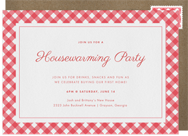 'Cute Gingham' Housewarming Party Invitation