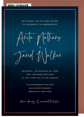 'Dark Ombre Watercolor' Wedding Invitation