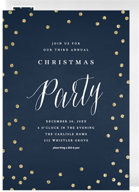 'Gold Glitter Confetti' Christmas Party Invitation