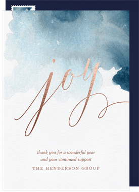 'Elegant Watercolor Joy' Business Holiday Greetings Card