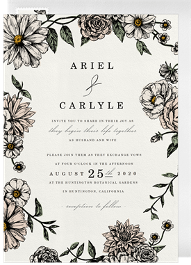 'Romantic Floral Border' Wedding Invitation