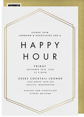 'Simple Hexagon Border' Happy Hour Invitation