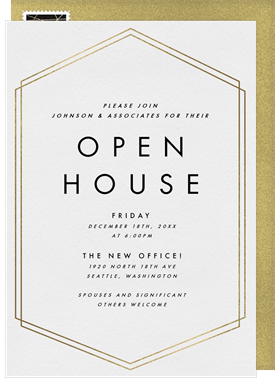 'Simple Hexagon Border' Open House Invitation