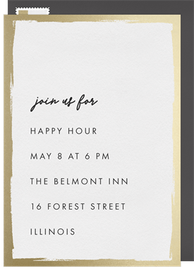 'Brushed Gold Border' Happy Hour Invitation