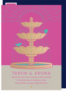 'Fountain Lovebirds' Wedding Invitation