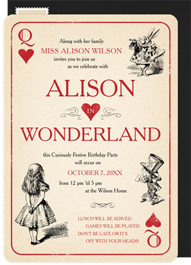 'Adventures in Wonderland' Kids Birthday Invitation