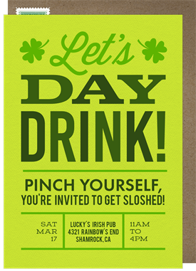 'Let's Day Drink!' St. Patrick's Day Invitation