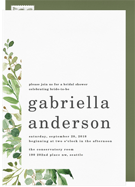 'Lovely Greenery' Bridal Shower Invitation