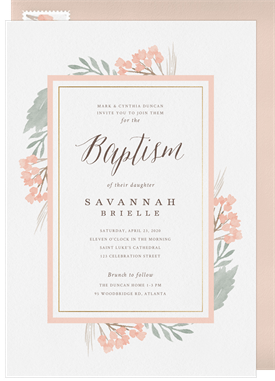 'Soft Florals' Baptism Invitation