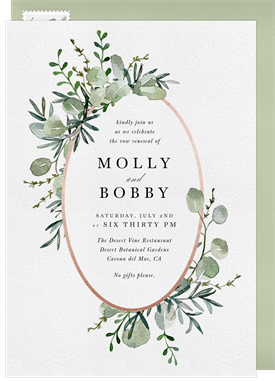 'Eucalyptus Frame' Vow Renewal Invitation