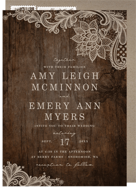 'Rustic Lace' Wedding Invitation