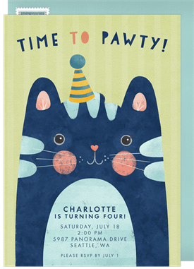 'Time To Pawty' Pet-Related Invitation