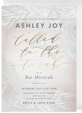 'Called To The Torah' Bat Mitzvah Invitation