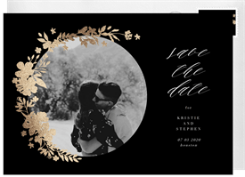 'Golden Floral Wreath' Wedding Save the Date