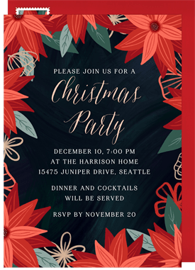 'Pretty Poinsettias' Christmas Party Invitation