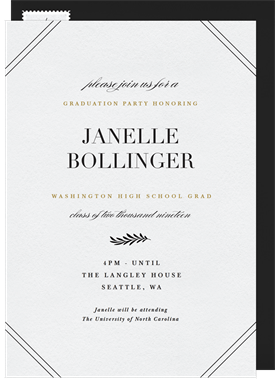 'Traditional Corner Details' Graduation Invitation