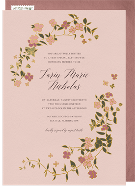 'Hand Drawn Florals' Baby Shower Invitation