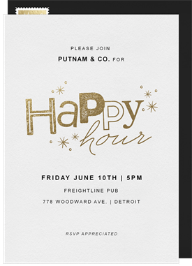 'Whimsical Woodblock' Happy Hour Invitation