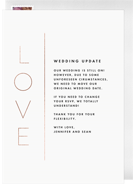 'Vertical Love' Wedding Updates Invitation