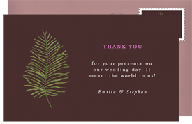 'Delicate Palm Frond' Wedding Thank You Note