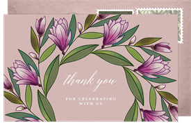 'Lily Magnolia Wreath' Wedding Thank You Note