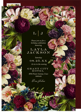 'Blooming Botanical Garden' Adult Birthday Invitation