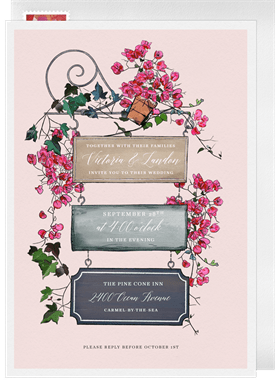 'Bright Bougainvillea' Wedding Invitation