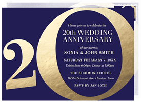 'Golden Twenty' Anniversary Party Invitation