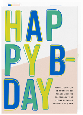 'Happy B-Day' Adult Birthday Invitation