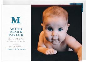 'Classic Monogram' Birth Announcement