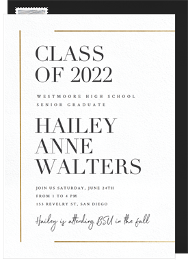 'Gold Bar Accents' Graduation Invitation