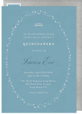 'Twinkly Tiara' Quinceañera Invitation