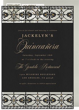 'Ornamental Ironwork' Quinceañera Invitation