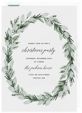 'Wintery Wreath' Christmas Party Invitation