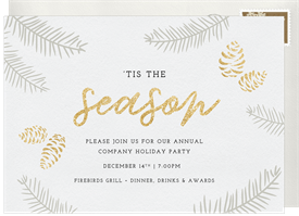 'Glitter Pinecones' Business Holiday Party Invitation