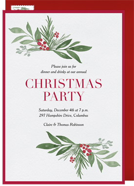 'Seasonal Evergreens' Christmas Party Invitation